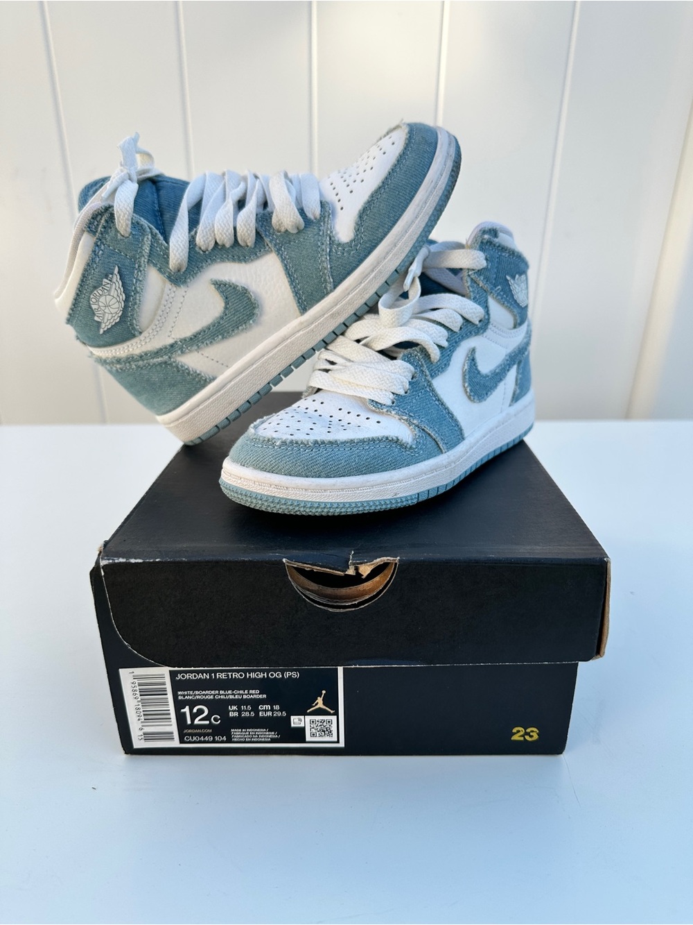 Nike Air Jordan 1 Retro High OG PS “Washed Denim” Kids Size 12C